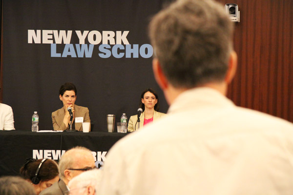 Downtown Express photo by Yoon Seo Nam Julie Menin, left and Jessica Lappin, were two of the Democratic candidates for borough president to appear last week at a forum at New York Law School. 