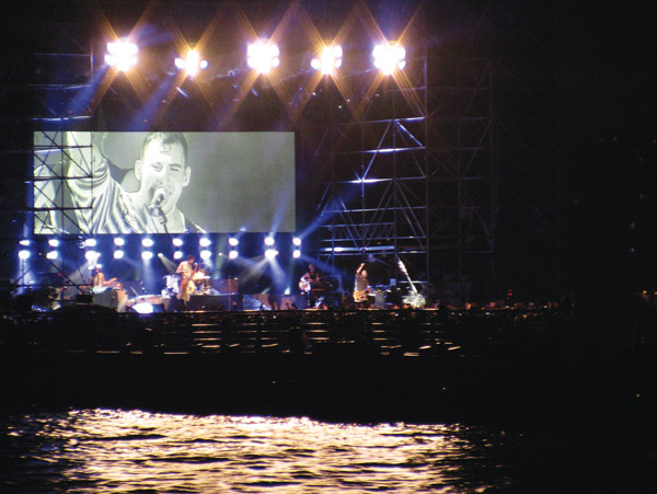 Is Tribeca pier too alive with the sound of music? 1 The band fun. performed on Pier 26 July 22. Downtown Express photo by Cynthia Magnus