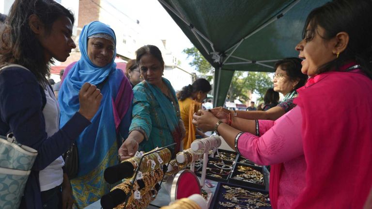 An Indian street fair in Jackson Heights includes wares such as jewelry. (June 15, 2013)