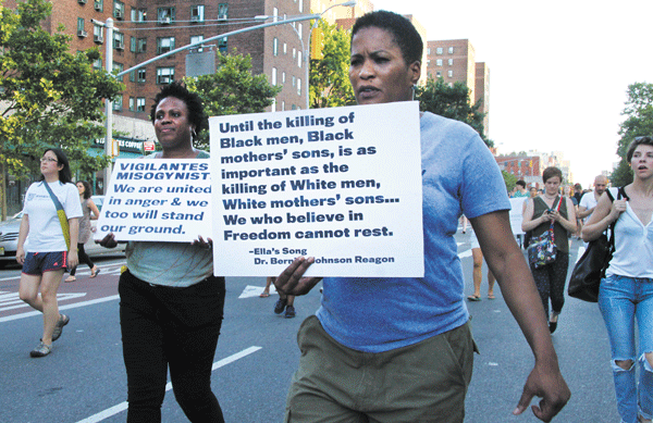 Photo by Tequila Minksy Protesters on Sunday converged at Union Square, then marched up to Times Square.