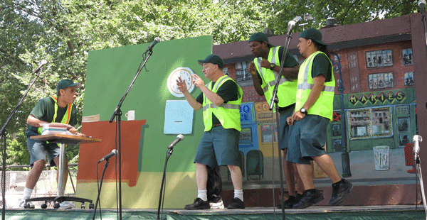 Our Department of Sanitation heroes, asking for vacation time from their paranoid supervisor. 