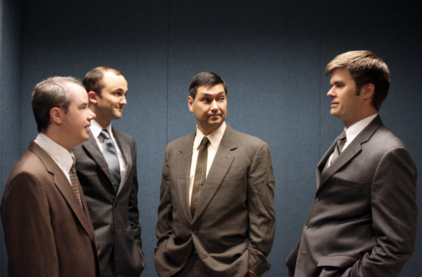 Photo by Ben Johnson Mad men in survivor mode: Andrew David Rabensteine, Graham Halstead, John Pieza and William Franke navigate Chicago’s “Blizzard '67.”