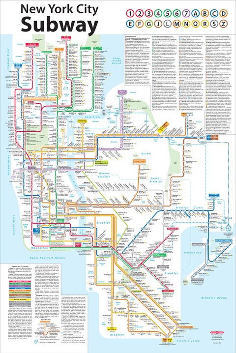 Subway map by John Tauranac shows the new lines to be like the Second Avenue Subway line and the extension of the 7 train.