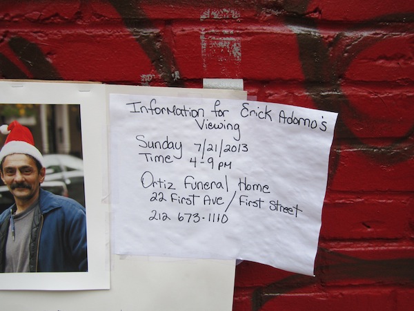 Eric Adorno, 50, water meter worker and much-loved fix-it man of E. 13th 1 Photo by Lincoln Anderson A photo of Eric Adorno posted outside City Water Meter on E. 13th St. after his death.