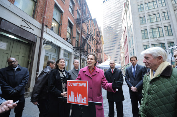 Liz Berger, 53, Downtown leader passionate about Downtown, dies 1 Downtown Express file photo by Terese Loeb Kreuzer Downtown Alliance president Liz Berger announcing a small business grant program last fall, three weeks after Hurricane Sandy.