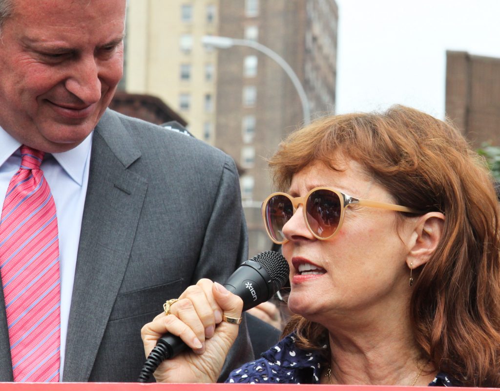 Susan Sarandon said, "But seriously, we can bail out Wall St. -- we can't find a way to keep a hospital?"   Photo by Tequila Minsky