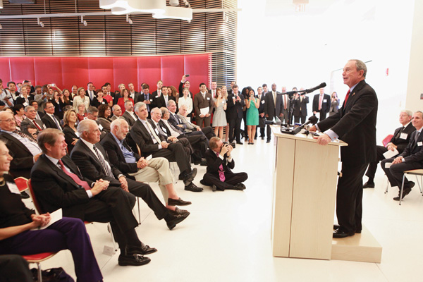 Genomics are now in Downtown’s DNA with Hudson Square center 2 Photo courtesy of the Mayor’s Office Mayor Bloomberg gave remarks at the ribbon-cutting for the New York Genome Center, to which he has contributed funds as part of his philanthropy for medical research.