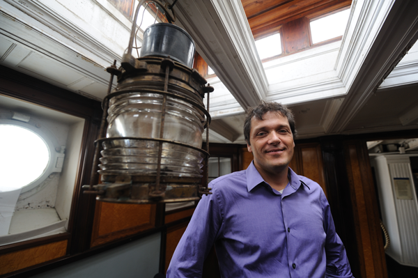 Jonathan Boulware, interim president of the South Street Seaport Museum, in the captain's cabin on the four-masted barque, Peking. (Photo: Terese Loeb Kreuzer)