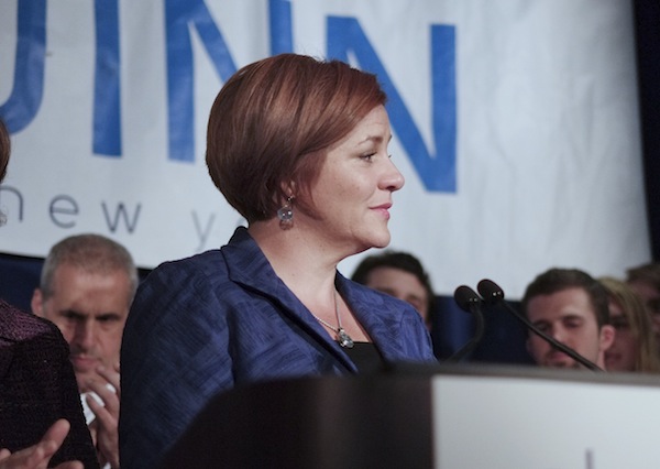 Quinn doesn’t win; Voters want a change of direction 1 Christine Quinn about five minutes into her concession speech at the Dream Hotel in Chelsea on Tuesday night.