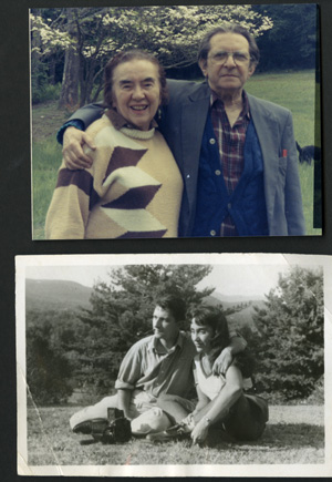Carmen Vega Greiss and Abe Greiss in 1956, bottom, and in the early 2000s, top.