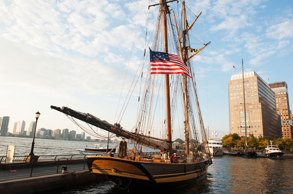 Downtown Express photos by Terese Loeb Kreuzer The Pride of Baltimore II, a reproduction of an 1812-era topsail schooner privateer, was in North Cove Marina earlier this month. 
