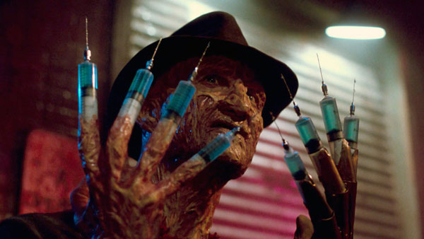 Robert Englund’s iconic Freddy Krueger (from the “Nightmare on Elm Street” series), sporting syringes in 1987’s superior second sequel. PHOTO COURTESY OF NEW LINE CINEMAS