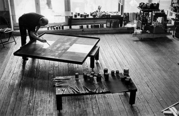 Ad Reinhardt in his studio, New York, 1966. PHOTO BY MARVIN LAZARUS