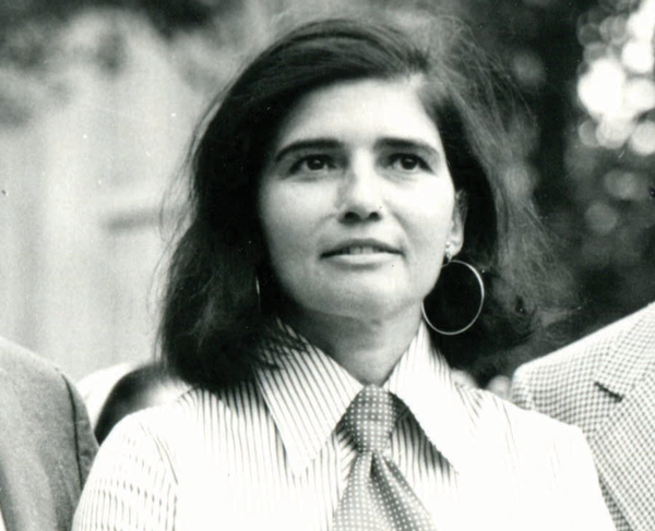 Carol Greitzer, as a city councilmember in the 1970s, in Washington Square Park.