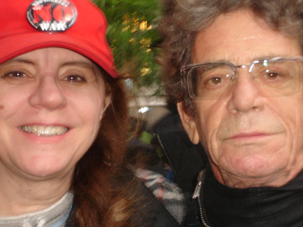 Lou Reed with Village activist Sharon Woolums at Occupy Wall Street in Zuccotti Park two years ago. Photo courtesy Sharon Woolums