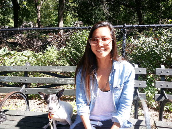 Photo by Heather Dubin Nina Choi and her sidekick Star in Tompkins Square Park.