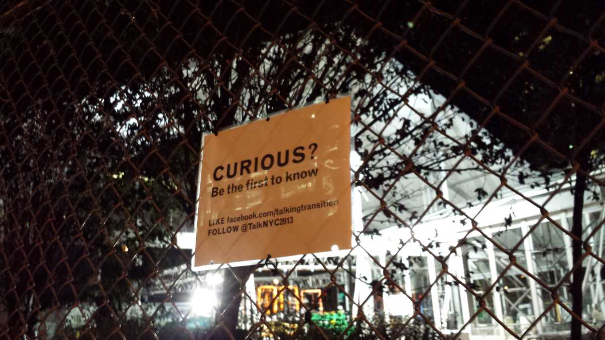 Canal St. lot transitioning to 'public engagement' hub 2 tent sign