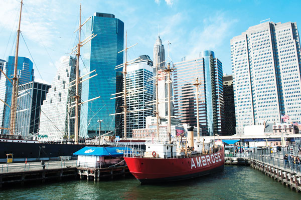 Downtown Express photo by Terese Loeb Kreuzer. Seaport Museum visitors can explore Ambrose and Peking, both pictured above.