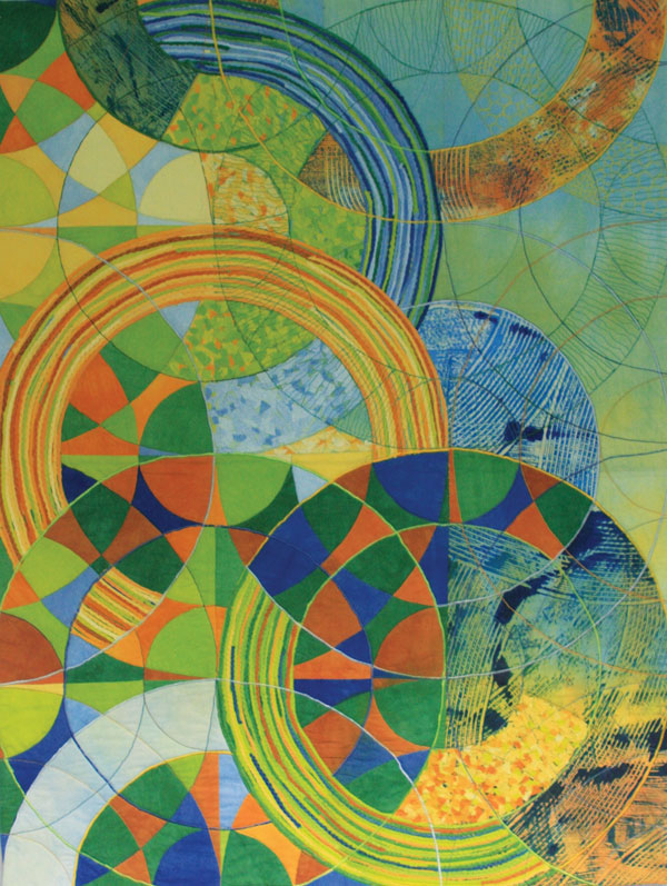 Image courtesy of the artist and The ArtQuilt Gallery On view at The ArtQuilt Gallery (Nov. 12-Dec. 28) as part of her “Daily Inspiration” exhibit: Cécile Trentini’s “Synthesis” (2009, hand-dyed and hand-printed fabrics, 29.5" x 39.4"). 