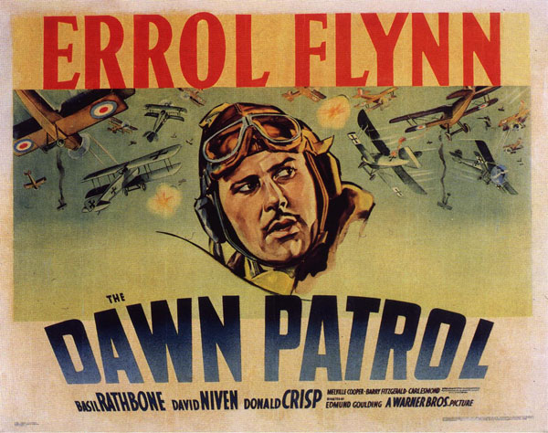 Image courtesy of Warner Bros. Hollywood heavies, as Brit flyboys: Errol Flynn, David Niven and Basil Rathbone soar on the Hudson Park Library screen (Dec. 5). 