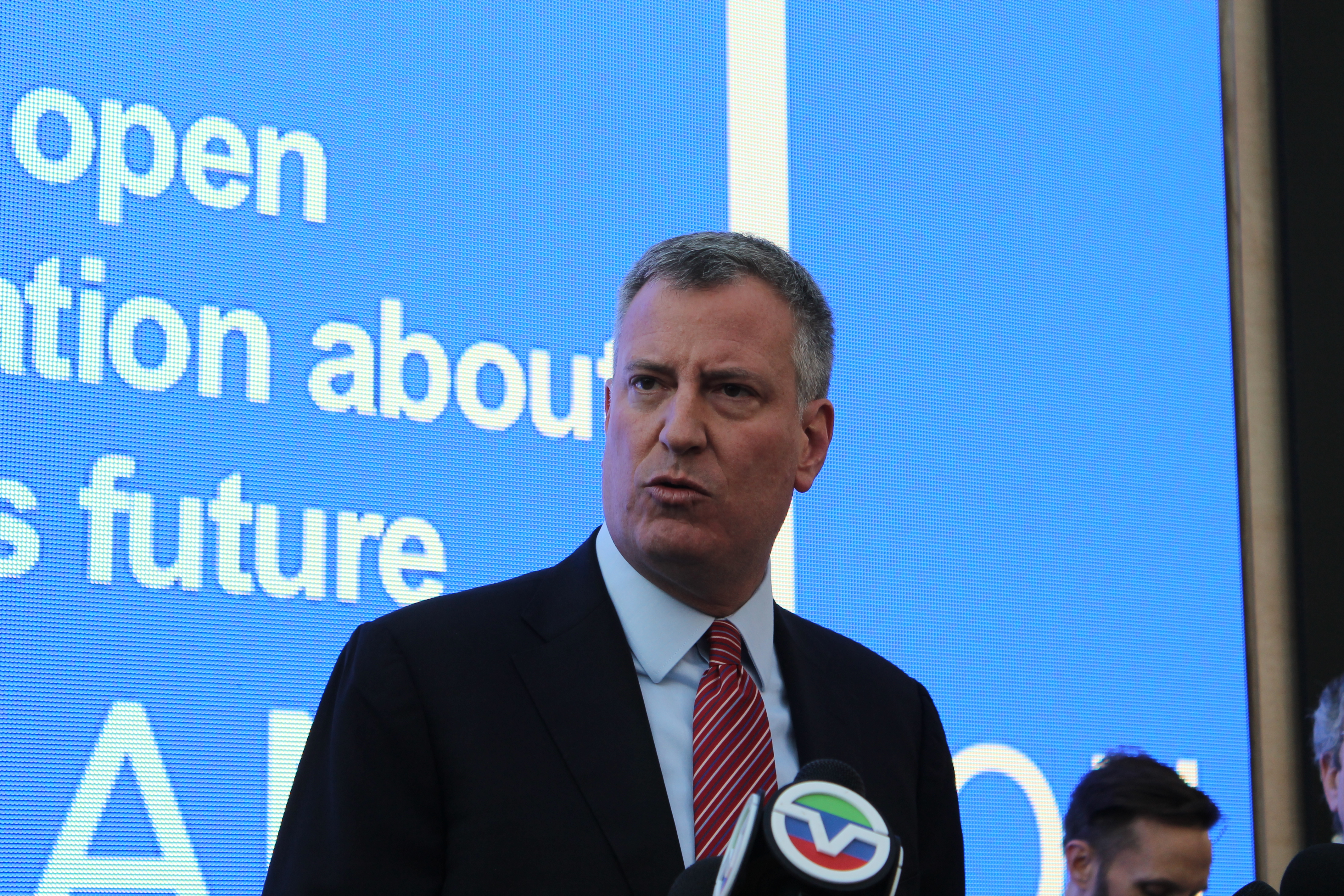 Mayor-elect Bill de Blasio came to the Talking Transition tent on Wednesday.