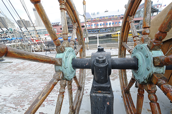 Elected officials pressure E.D.C. and Howard Hughes to open up on Seaport planning 2 Pier 17 as seen from the deck of the South Street Seaport Museum's sailing ship, Peking. Downtown Express photo by Terese Loeb Kreuzer
