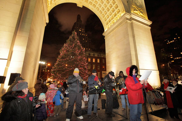 You would even say it glows: The Washington Square Park Christmas Tree lighting ceremony happens at 6pm on Dec. 11.    PHOTO BY KEN HOWARD