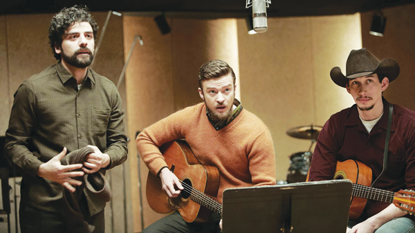 Oscar Isaac, Justin Timberlake and Adam Driver jam out in the Coens’ “Inside Llewyn Davis.”   CBS FILMS