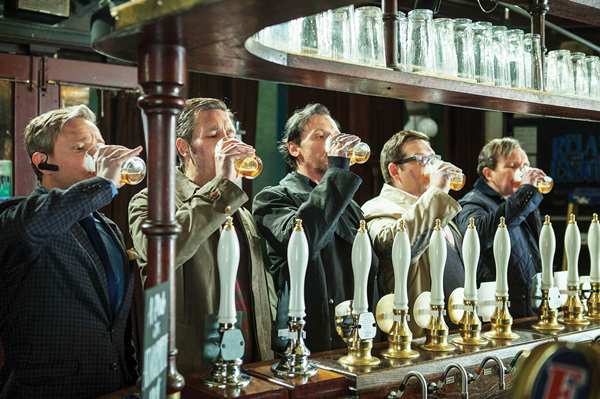 A nostalgic pub crawl turns into “Invasion of the Body Snatchers,” in Edgar Wright’s “The World’s End.”  FOCUS FEATURES