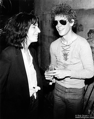 Patti Smith, left, and the late Lou Reed in 1976.  “He was a great artist and a difficult person,” Gruen said of Reed, whom he photographed on occasion.  Photo by Bob Gruen