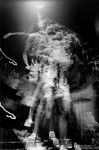 Tina Turner was dancing off the stage with a strobe light on her in this 1970 photo. “I opened the camera for like one second,” the photographer explained of how he got the effect. For most photos, the camera aperture is open only 1/60th of a second.    Photos by Bob Gruen