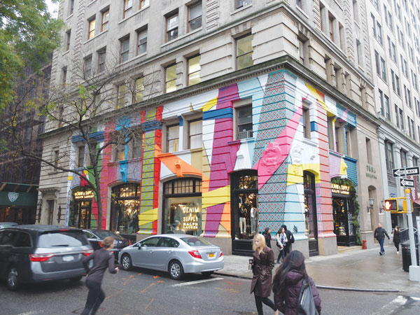 Currently sporting a paintjob by Hellbent, the University Place Denim & Supply outlet’s exterior will be a canvas for a rotating cast of artists.  Photo by Pasha Farmanara