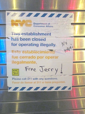 The closure order from D.C.A. on Jerry Delakas’s newsstand.   Photo by Scoopy
