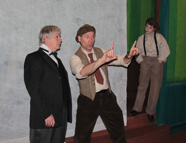 JT Wait as Thomas Edison, Rik Walter as Johansen and CJ Trentacosta as Albert, in “Edison’s Elephant” (part of the Gilded Stage Festival).  PHOTO BY ANTHONY P. PENNINO