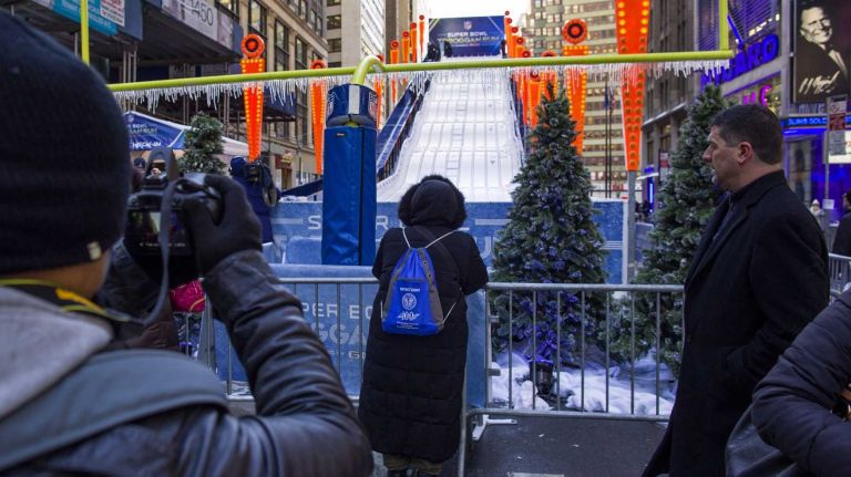 The Toboggan Run on Super Bowl Boulevard.
