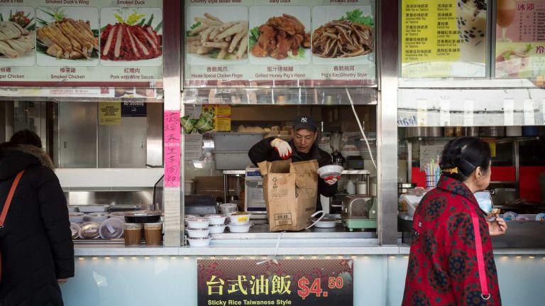 Food stand, Flushing, Queens CROPPED