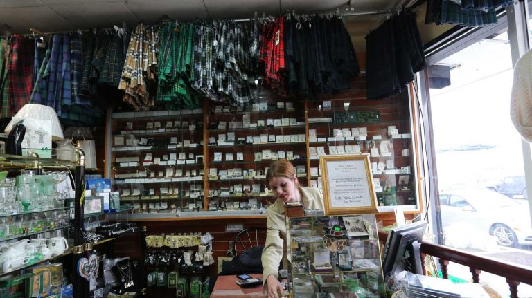 Sinead Groarke works in the RentaKilt.com showroom on 4th Avenue in Fort Hamilton.