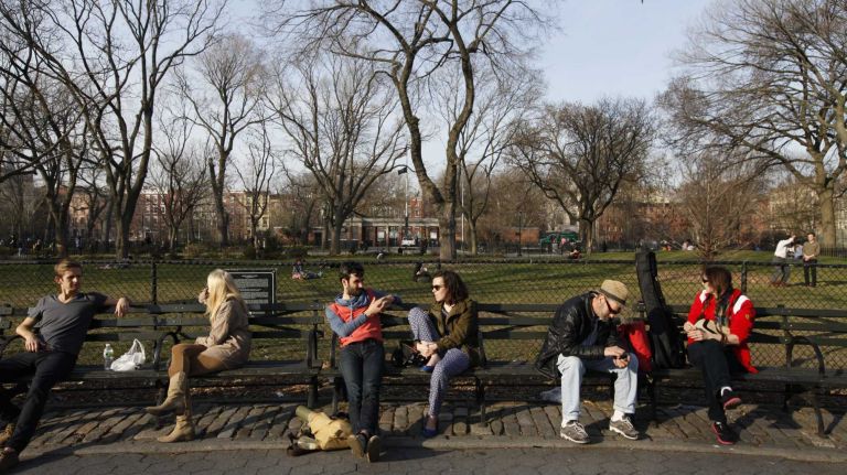 Scene at the south side of the park.