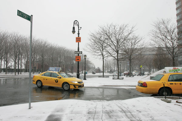 Stop and go on B.P.C. traffic safety issues 2 The intersection of Battery Place and Little West St. near P.S./I.S. 276, which does not have any traffic signals.