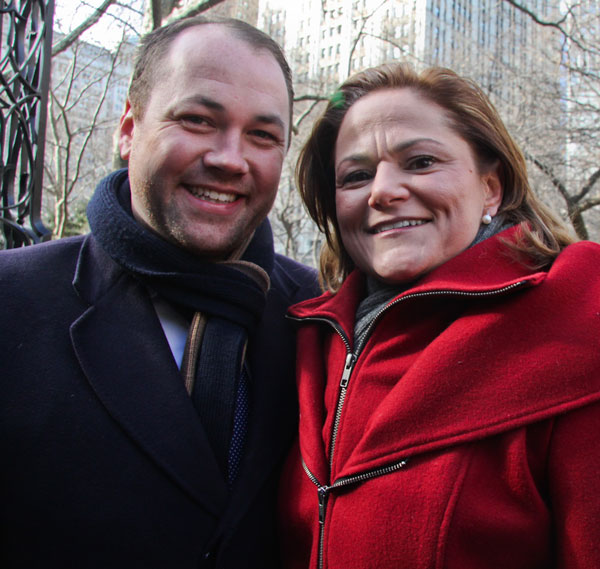 Corey Johnson, left, and Melissa Mark-Viverito, before her swearing-in ceremony as speaker last month, appear to have a good working relationship.  FILE Photo by Tequila Minsky
