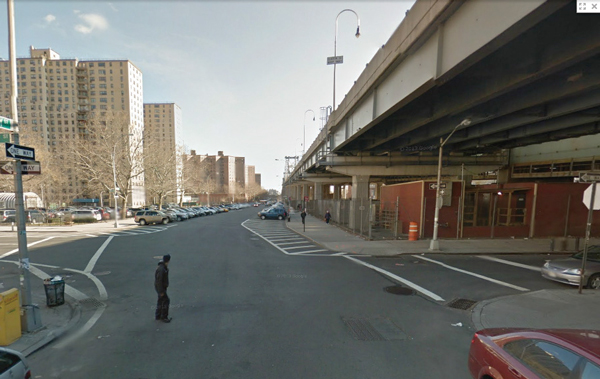 Google Maps  A pedestrian crosses at Delancey and Pitt Sts.