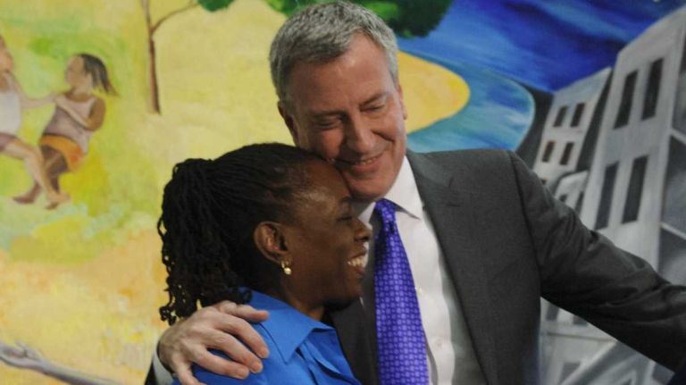 Mayor Bill de Blasio announces the appointment of his wife, Chirlane McCray, as chairwoman of the The Mayor's Fund to Advance New York City on Feb. 6, 2014.