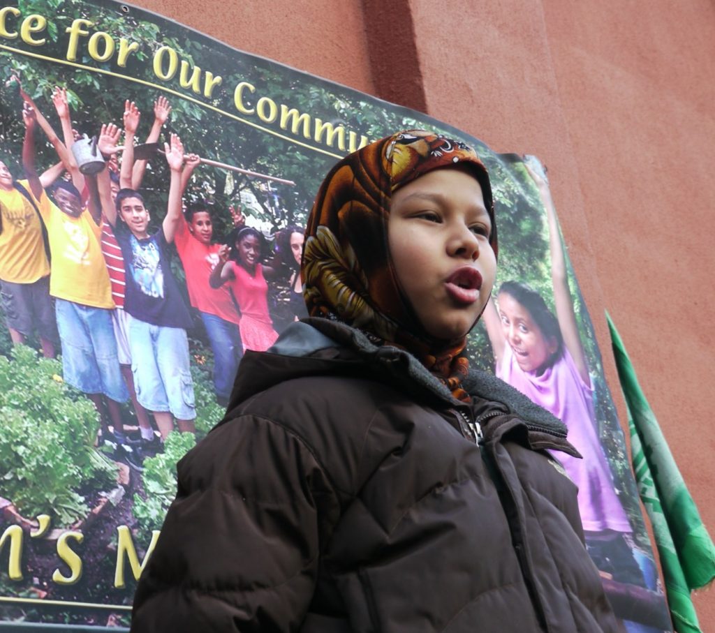 Rothna Begum, a P.S. 20 student, also spoke. 