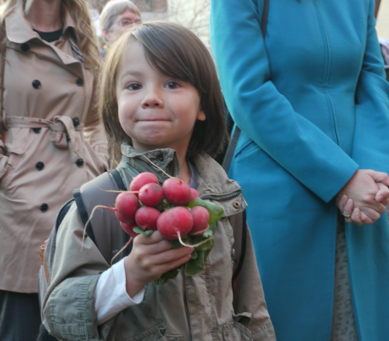 Tristan Weichers, a kindergartener at P.S. 20, spoke at Tuesday's rally, along with his mother, garden member Emily Weichers.