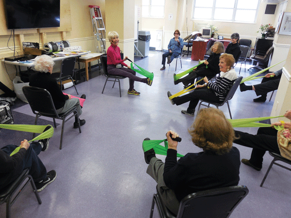 Penn South Classes Tone the Body, Sharpen the Mind 5 Margrecia’s Strech and Tone class also promotes funny bone density.