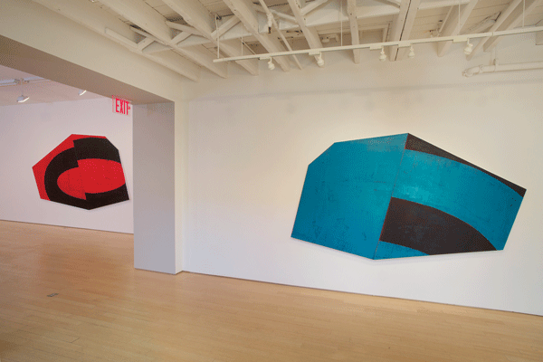 Buhmann on Art 2 Image courtesy of the artist and Loretta Howard Gallery Installation shot, from “David Row: There and Back.” Left: “Pooka” (2014, Oil on canvas, 84 x 148 inches). Right: “Concentric Blues” (2013 Oil on canvas, 67 x 116 inches).