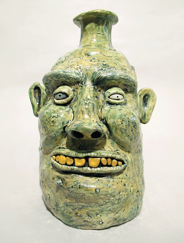 Buhmann on Art 4 Photography by Asya Geisberg Gallery, image courtesy of the artist & gallery. “Green Face Jug” (2014, Glazed Earthenware, 9.5" x 6" x 5.5").