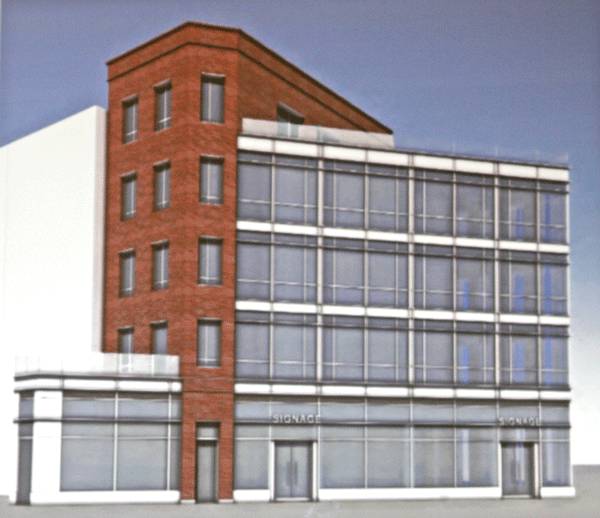 A design rendering of the Seventh Ave. South side of the proposed building, as shown to the C.B. 2 Landmarks Committee.