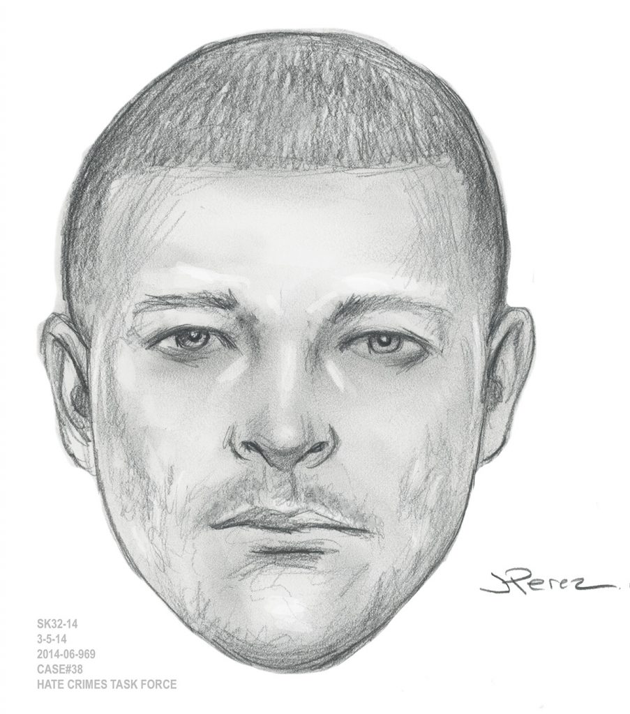 Police sketch of bias-attack suspect in Sun., March 2, assault at the W. Fourth St. subway station.