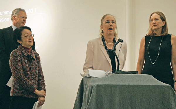 A busy night in the life of Gale Brewer 1 Downtown Express file photo by Sam Spokony Manhattan Borough President Gale Brewer at the Feb. 25 Community Board 1 meeting where she and fellow officials announced the Seaport Working Group.
